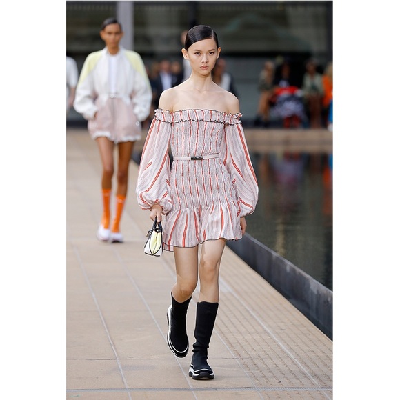 Longchamp Dresses & Skirts - Longchamp Off The Shoulder Striped Smocked Mini Dress Spring Summer 2020 Runway